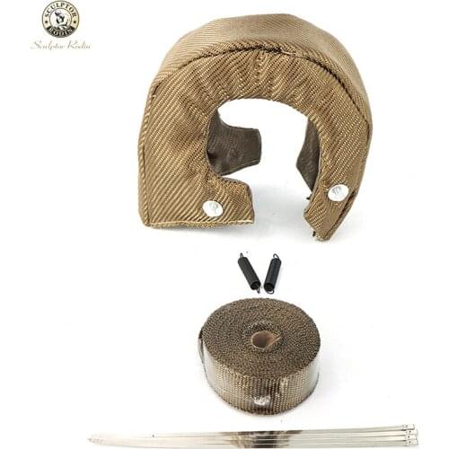 Lava Fiber Turbo Blanket Engine Heat Shield Barrier Titanium Turbocharger Cover+10M Manifold Exhaust Wrap FOR T3 /T4/T6