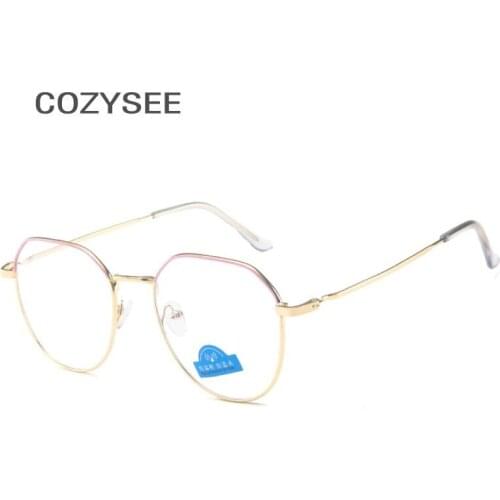 2019 Women Square Anti Blue Light Myopia Vintage Round Clear Lens Glasses Optical Spectacle Frame Metal Glasses For Women