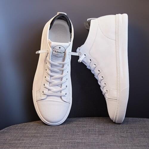 Women White Sports Shoes High-top Sneakers 2021 Spring New Fashion Ladies Cowhide Leather Platform Vulcanize Flats Basket Femme