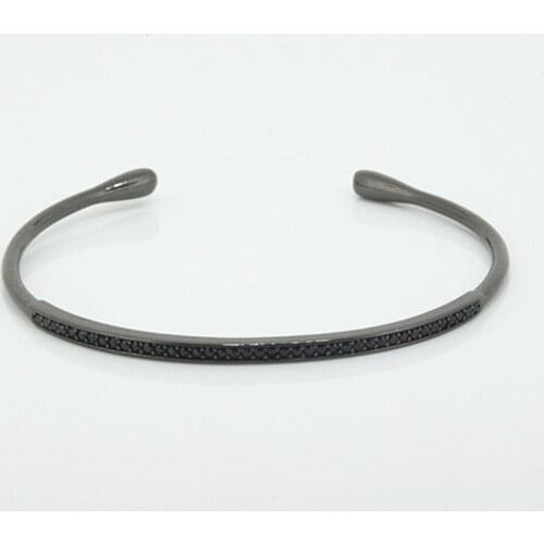 1pc Brand Anil Arjanda Cuff Bangles Charm Pave Black CZ Open Bangles Bracelets for Men Women Jewelry