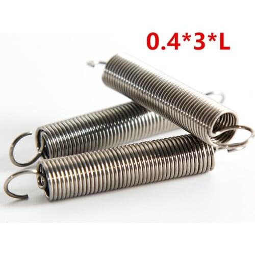 10pcs Dual Hook Small Tension Spring 304 Stainless steel Extension spring wire dia 0.4mm Outer dia 3mm Length 10-50mm