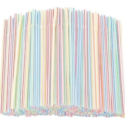 100 Colorful Striped Curved Straws Food Grade Disposable Plastic Beverage Straws For Home Restaurants Bars Supermarkets