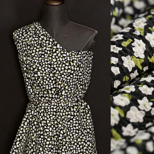 132CM Wide 180G/M Small Floral Print Bubble Cotton Fabric for Summer Spring Dress Jacket E1410