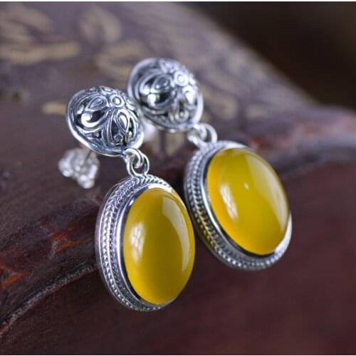 2018 Hot Sale Earings Fashion Jewelry New Thai Jewelry S925 Inlaid Spike Nail Retro Original Exquisite Female Pendant Earrings