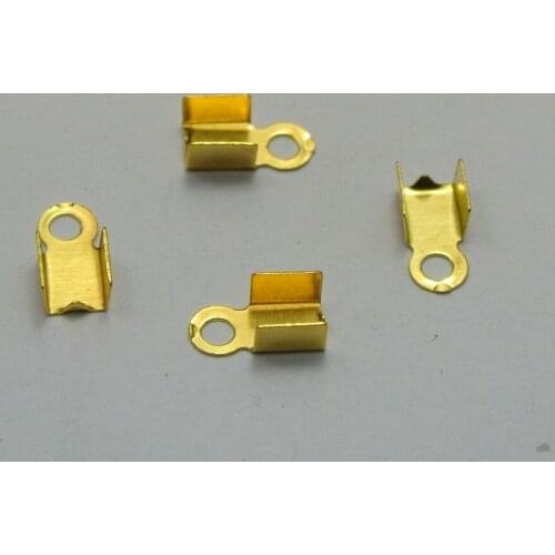 500 Golden Plated Necklace/Cord Crimp End Caps With Loop 4X8mm