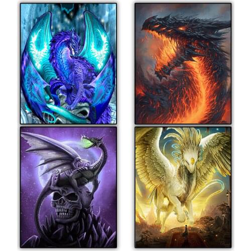5d Diamond Painting Cross Stitch Kit Cartoon Dragon and Skull Picture Full Drill Square Diamond Art Paintings Mosaic Accessoires