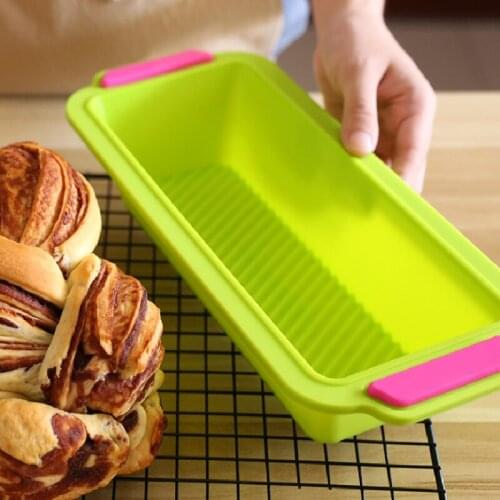 Binaural Toast Cake Mold Bread Box Rectangular Cake Tool Non-stick Silicone Two Color Mould Baking Tray Home Kitchen Tools