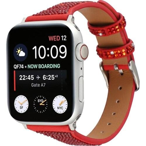 Shiny Genuine Leather Strap for Apple Watch Band 44mm 42mm 40mm 38mm Wristband iWatch Series 6 5 4 3 2 1 SE Bracelet Replacement