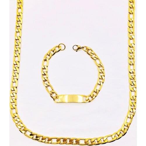 Huan Wen Bracelet Men Women Chain & Link Curb Glaze 1:1 Bracelets Necklaces Fashion Gold Silvery Stainless Steel NK045