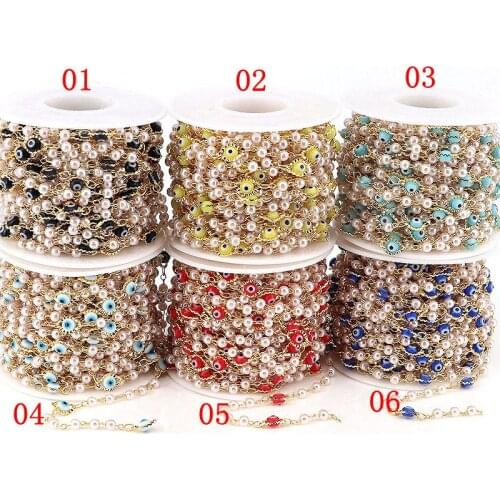5 Meters, New Arrival Mix Color Eyes Pearl Beads Chains Handmade Diy Necklace/Bracelet Jewelry Component chain