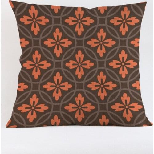 Europe Royal Style Orange Brown Color Sofa Throw Pillow High Quality Heart Flower Checks design Cotton Linen Seat Cushion 45*45