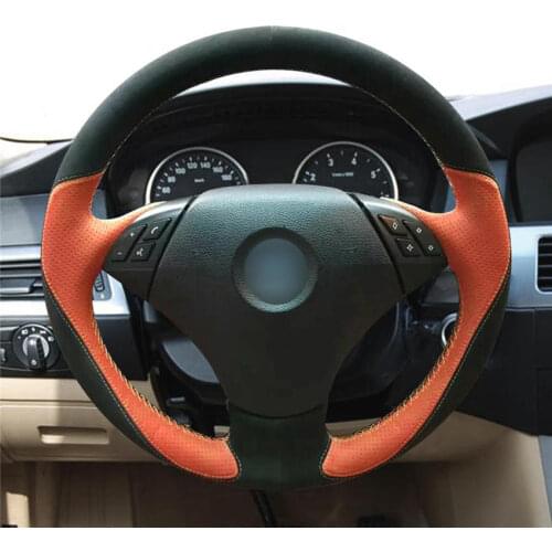 DIY Anti-Slip Wear-Resistant Steering Wheel Cover For BMW E60 530d 2003-2009 E61 2004-2009 Car Interior Decoration