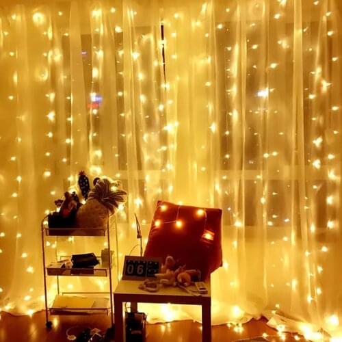 3x1m/3x2m/3x3m Window Curtain Icicle String Light Outdoor Christmas Wedding Party Garden Wall Fairy Garland Light