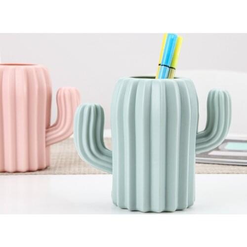 Cactus Pen Holder Stationery Desktop Organizer Desk Pencil Holder Storage Box Pen Container Brush Pot Vase Office Supplies