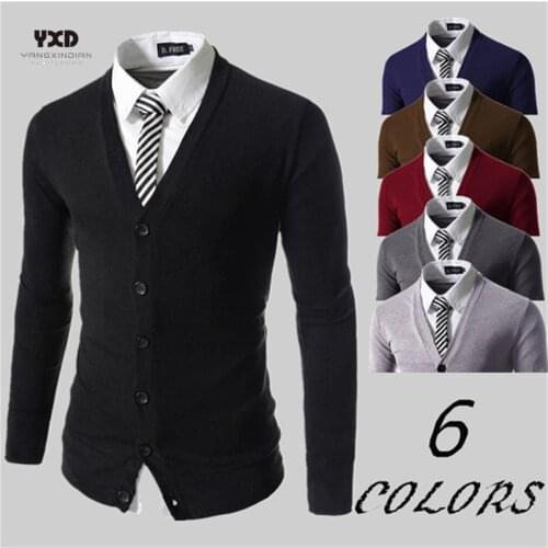 Plus size 5XL Business Casual Man Cardigan Sweater Mens Solid Slim Cardigans Knitted Sweaters Knitwear Mans clothes Men Coat new