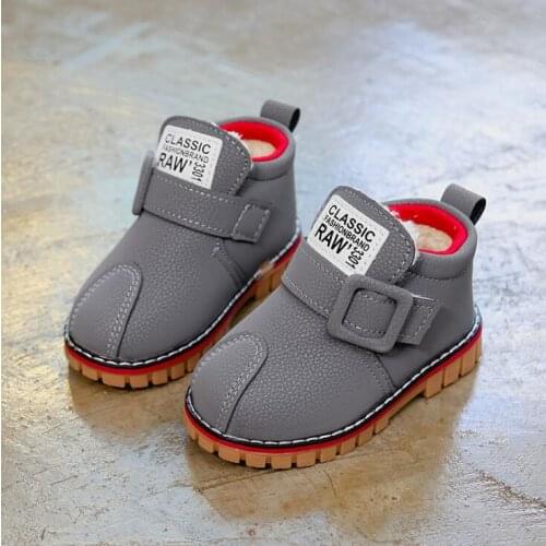 Girls short Warm boots retro children Martin boots girls snow boots autumn winter non-slip boys baby sneakers