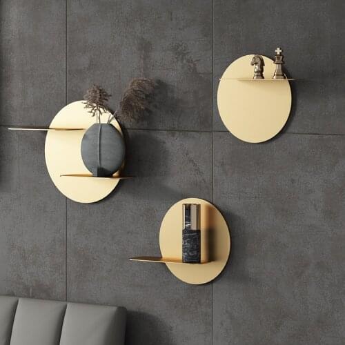 Creative Golden Metal Wall Hanging Rack TV Background Wall Decoration Modern Wall Hanging Pendant Storage Rack Home Decoration