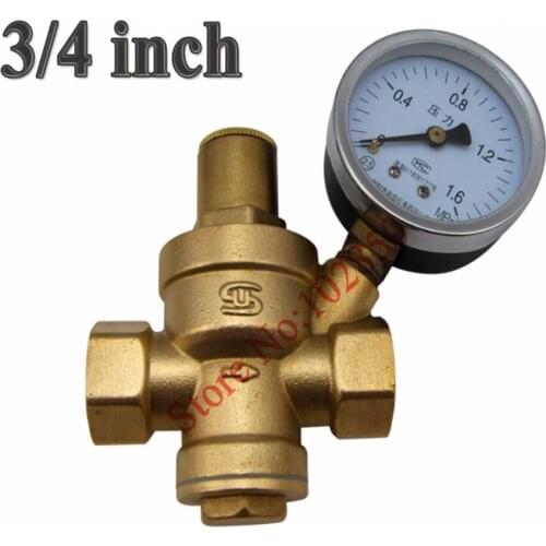 3/4" Brass Pressure Reducing Valve with Pressure Gauge,Brass H59,Long life and great performance