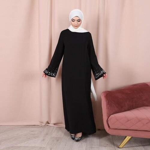 Dubai Muslim Dress Turkey Islam Clothing Dresses Eid Mubarak Satin Diamonds Abaya Abayas For Women Robe Longue Femme Vestidos