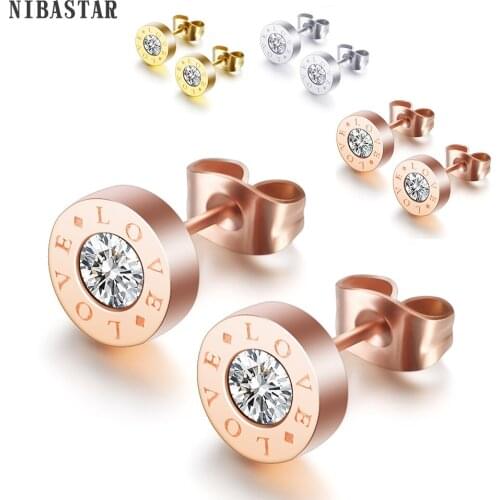 NIBAStar Brand Fashion Hot Sale Earrings 3 Colors Austrian Crystal Stud Earrings For Women Charms Jewelry Brincos Drop Shipping