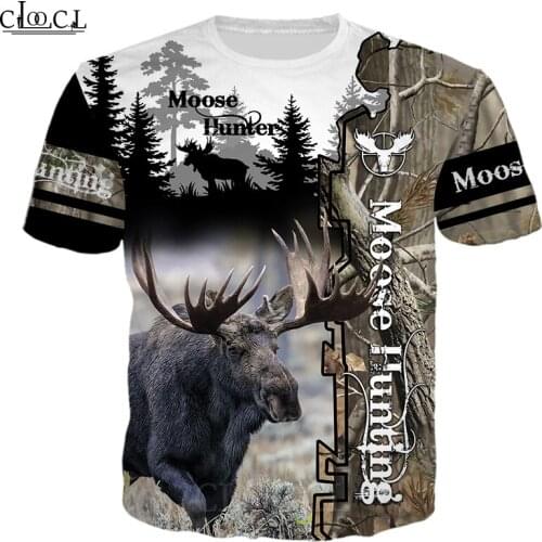 CLOOCL Newest Animal Elk Hunting 3D Printed Mens T Shirt Harajuku Summer Short Sleeve Shirt Street Casual Unisex T-shirt Tops