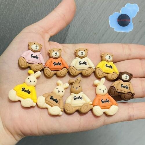 New Arrival 1pcs Smile Bear Resin Children Shoe Decorations Garden Shoes Accessories For Croc Jibz Charm DIY Wristband