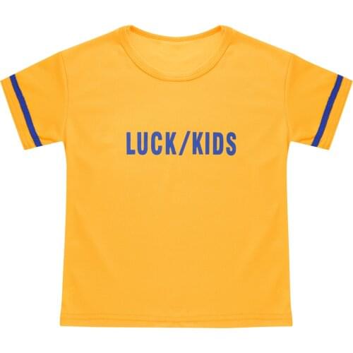 Unisex Girls Boys Pure Color Breathable Net Casual T-shirt Top Round Neck Short Sleeves Letters Print Sport Tops Kids T-Shirts