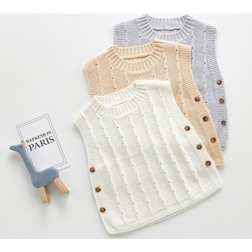 Autumn New kids Girls Solid Color Knit Vest