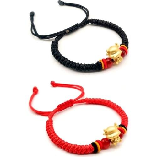 Handmade Weaven Knots Rope Chain Bangles Unisex Jewelry Gifts Cute Lucky Cow Adjustable Braided Bracelet