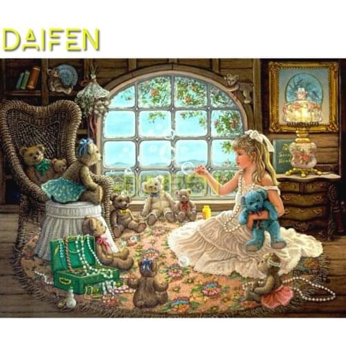 Full Square Diamond painting Cross stitch girl toy bear necklace Jewelry 5D DIY Diamond embroidery Full Round Diamond mosaic