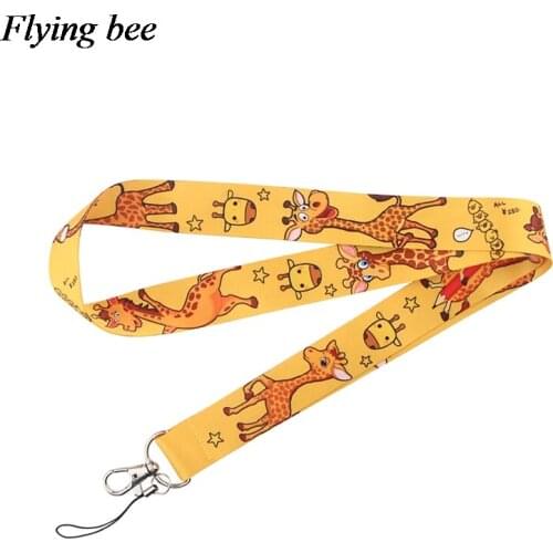 Flyingbee Animal giraffe Keychain Cartoon Cute Phone Lanyard Women Fashion Strap Neck Lanyards for ID Card Phone Keys X0719