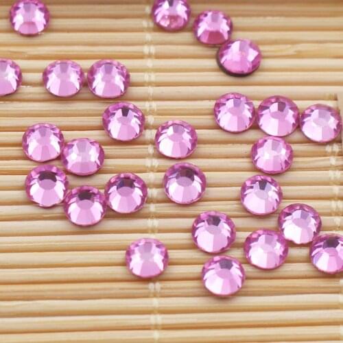 Glass Pink Hotfix Rhinestone Flat Back Iron On Strass Crystal Stones SS16 SS20 SS30 Hot Fix Rhinestones For Clothes Decorations