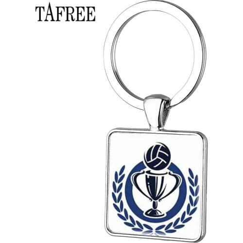 TAFREE Simple Art picture Sports gymnastics Antique keychain Men Square keychain car for men Gift Jewelry FQ663