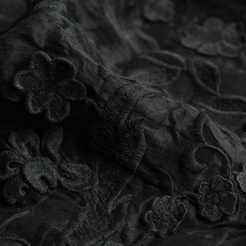 White waxberry Black Silk Organza Embroider Fabrics Garment Materials Summer Women Dress DIY Sewing Cloth Tailor Freeshipping