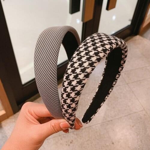 Houndstooth Pattern Women Headband Wide-brimmed European Style Hair Hoop Bezel Fashion Hairbands for Women Hair Accessories