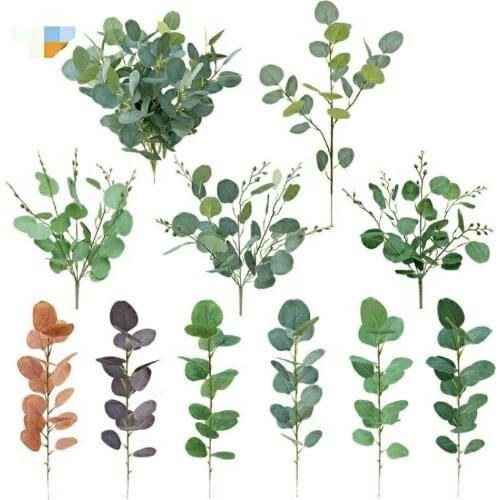 1PCS Eucalyptus Leaves Plants Artificial plant Family Garden Wedding Decoration Christmas Home Decor Table Pendulum Photo Props
