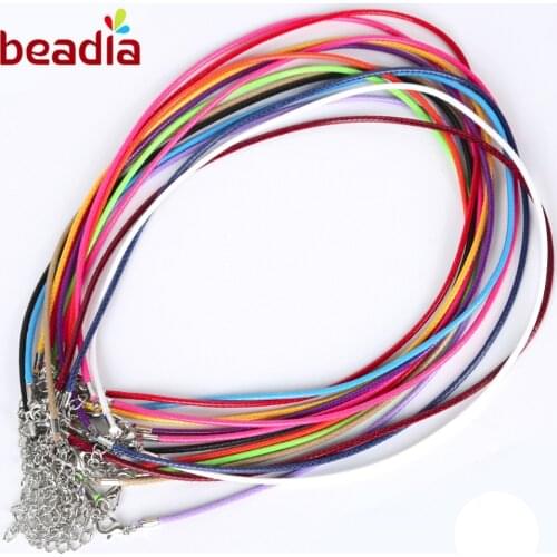 10pcs 2mm Adjustable 45+5cm String Leather Cords Thread Chain With Clasp Lobster For Bracelet Necklace Jewelry Charms Findings