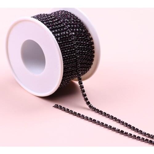 10 Yard/ Roll Clear Crystal Ss6-Ss12(2mm-3mm) Silver Base Rhinestone Cup Chain Apparel Sewing Style Diy Beauty Accessories