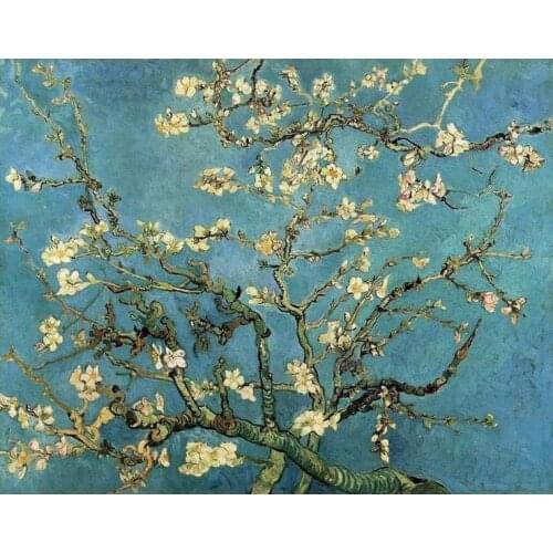 100% Hand-painted Home Decoration Oil Painting Canvas Art Picture by Van Gogh Blossoming Almond Tree Famous Painting Replica