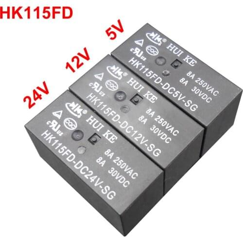 100Pcs HUI KE Power Relay HK115FD DC 5V 12V 24V 8A 8 Pins 8-Pin HK115FD-DC5V-SG HK115FD-DC12V-SG HK115FD-DC24V-SG *FD147-149