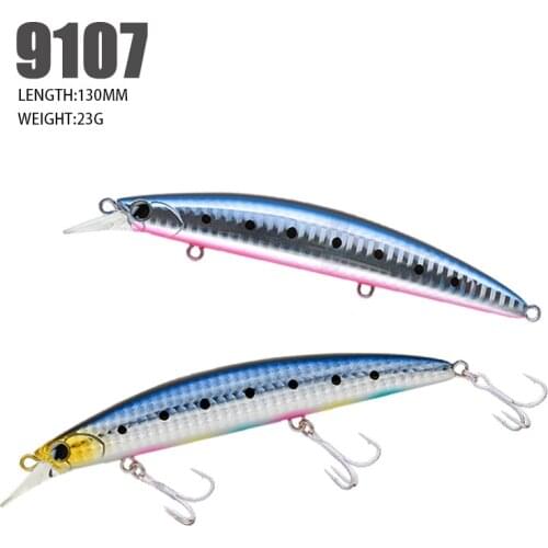 130mm/23g 3D Eyes Floating Minnow Fishing Lures Wobbler Slim Body New Style Hard Artificial Baits 9107