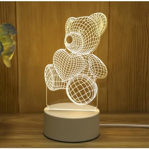 3D Sensor Night Light USB Cartoon Light Acrylic Atmosphere Lamp 3 Changeable Light Colors for Bedroom Birthday Christmas Gift