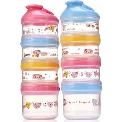 4 Layer Kids Formula Milk Container Portable Baby Food Storage Box Essential Cereal Cartoon Milk Powder Boxes Toddle