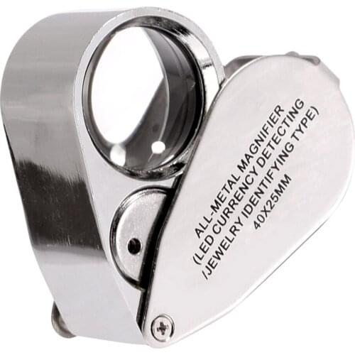 40X Full Metal Illuminated Jewelers Magnifier, Folding Magnifying Glass
