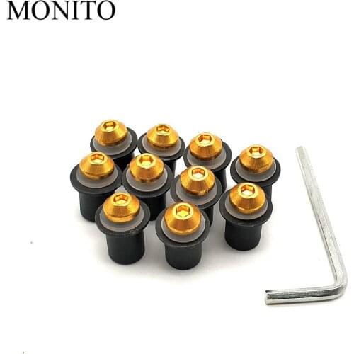 5mm 10pcs Universal motorcycle Windshield Spike Bolts Screw Nuts for honda cbr 600 rr suzuki gn250 gn125 sv650 gsxr 750 dl650