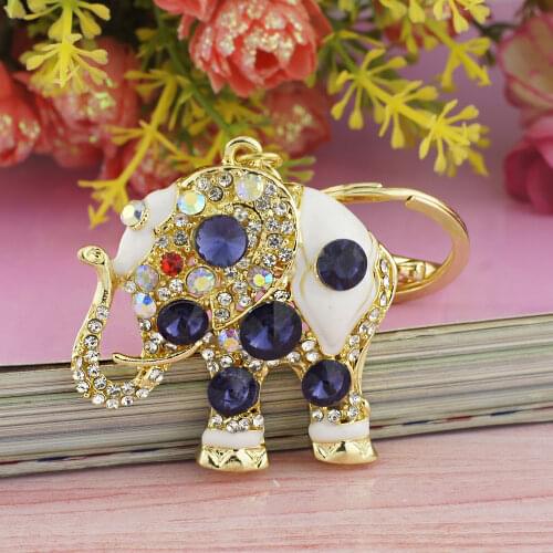 Dormon Chic Elephant Keyrings Keychains For Car Crystal Purse Bag Buckle Pendant Key Chains Rings Holder DK189