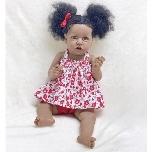 Bebe Reborn 22 Inches African American Reborn Toddler Dolls Full Body Silicone Lifesize girl doll real touch Doll Toy Gifts