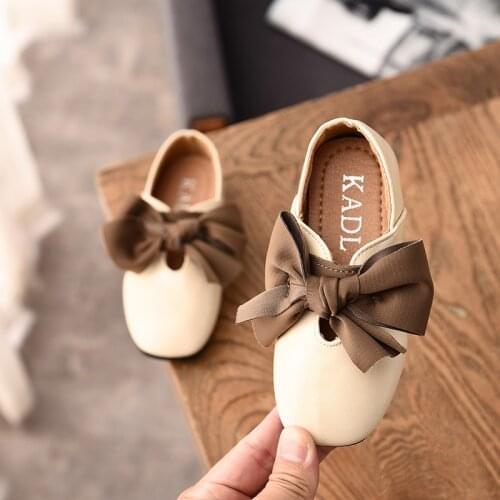 Newest Children PU Leather Shoes Kids Girls Big Bow Casual Shoes Soft Sole Anti-Slippery Princess Walking Dance Shoes Mocassins