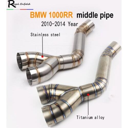 For BMW S1000RR 2010 2012 2013 2014 Slip On Exhaust De cat Cut Catalyst Middle Link Pipe 60mm Titanium Alloy Tube Y Down Pipe