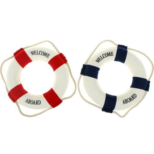 Welcome Wall ornament Life Buoy Foam Aboard Nautical Life Lifebuoy Ring Boat Wall Hanging Mediterranean Style Home Decoration